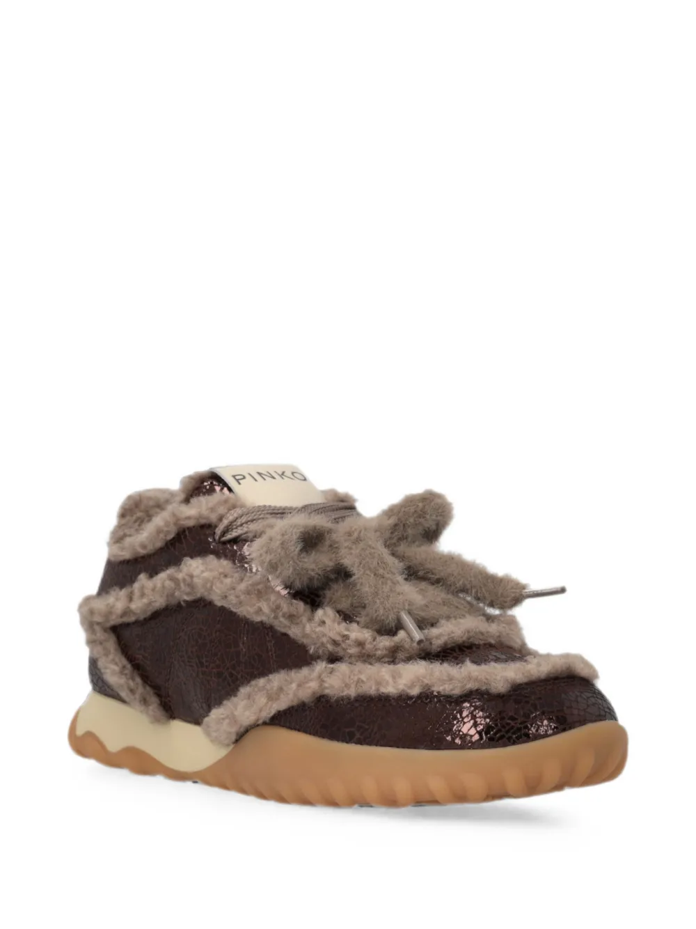 PINKO Sneakers met lammy afwerking en gebarsten effect Bruin