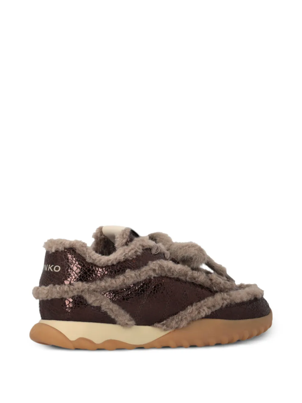 PINKO Sneakers met lammy afwerking en gebarsten effect Bruin