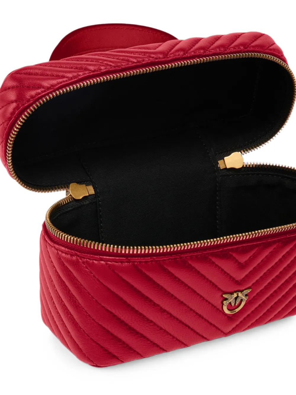 PINKO Kleine make-up tas met chevron nappa schouderband Rood