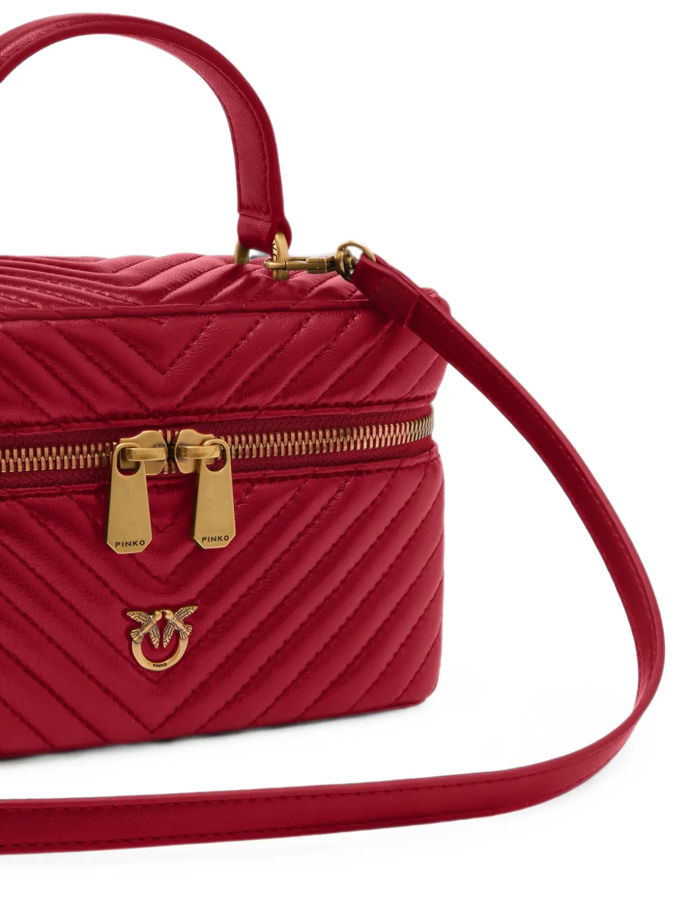 PINKO Kleine make-up tas met chevron nappa schouderband Rood