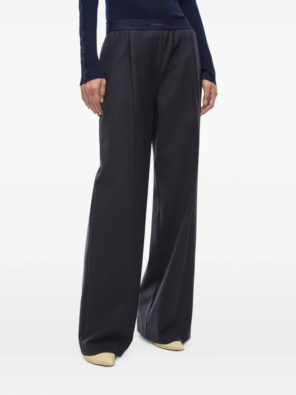 PINKO Stretch palazzo broek van wolblend Grijs