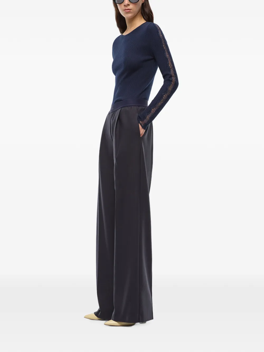 PINKO Stretch palazzo broek van wolblend Grijs