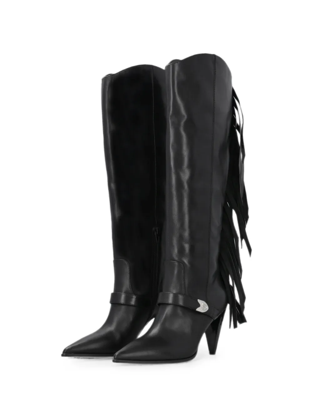 PINKO fringe-detail leather boots Zwart