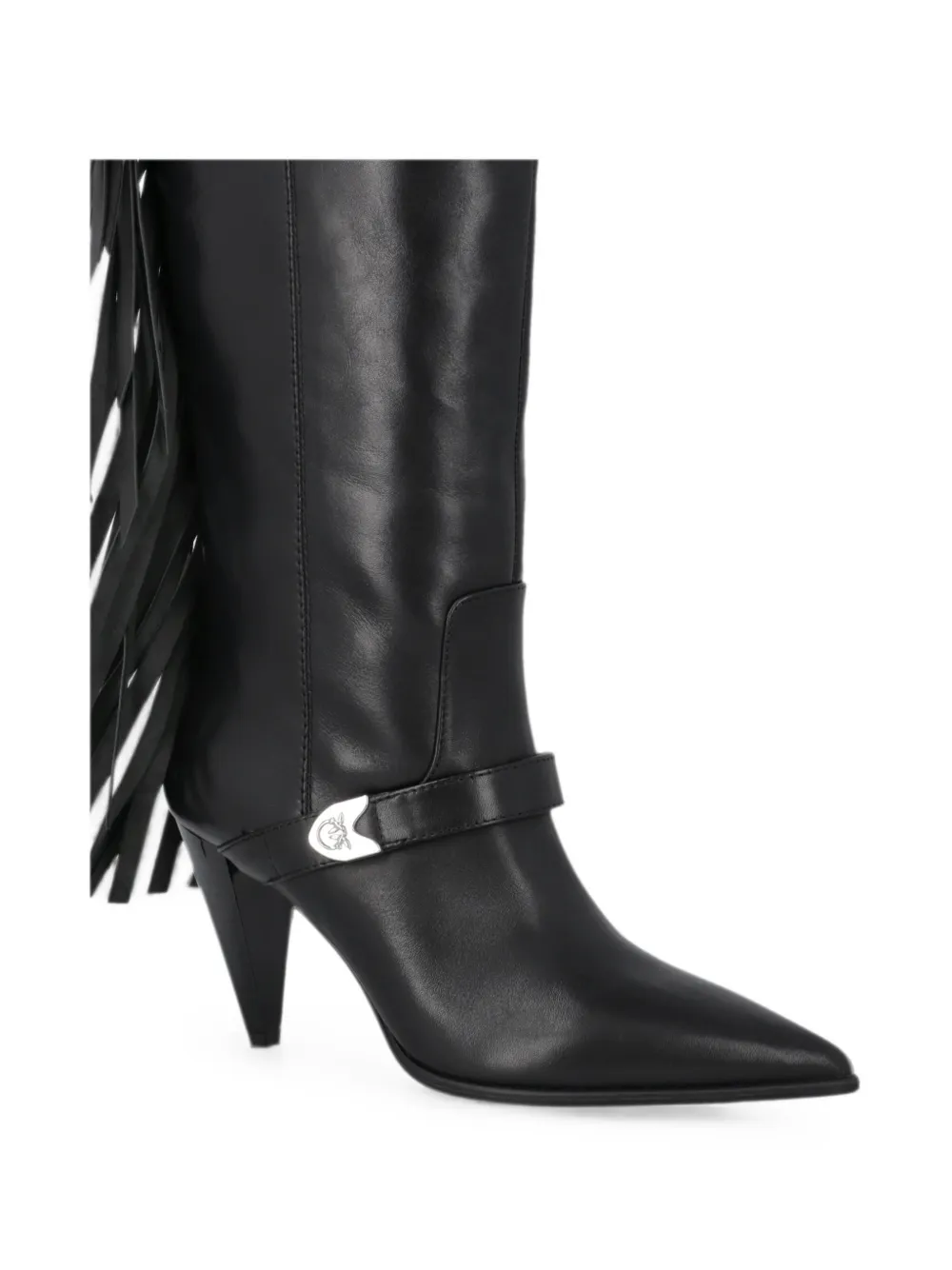 PINKO fringe-detail leather boots Zwart