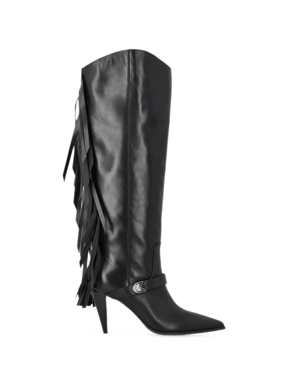 PINKO fringe-detail leather boots Zwart