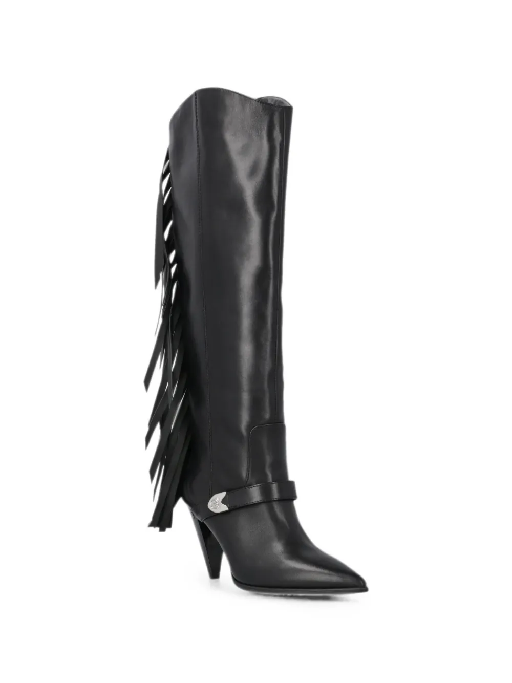 PINKO fringe-detail leather boots Zwart