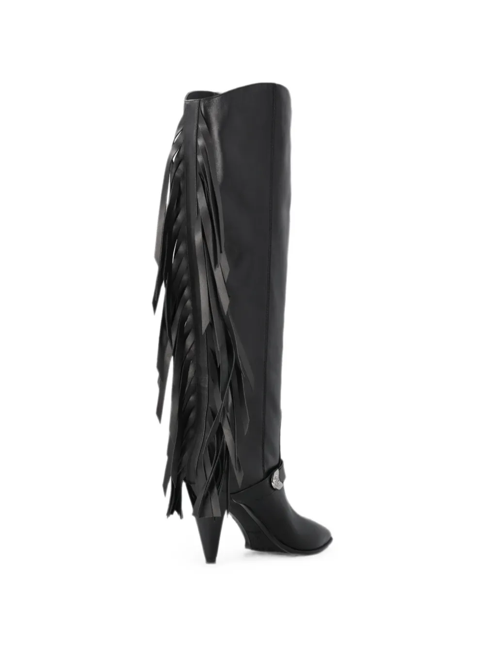 PINKO fringe-detail leather boots Zwart