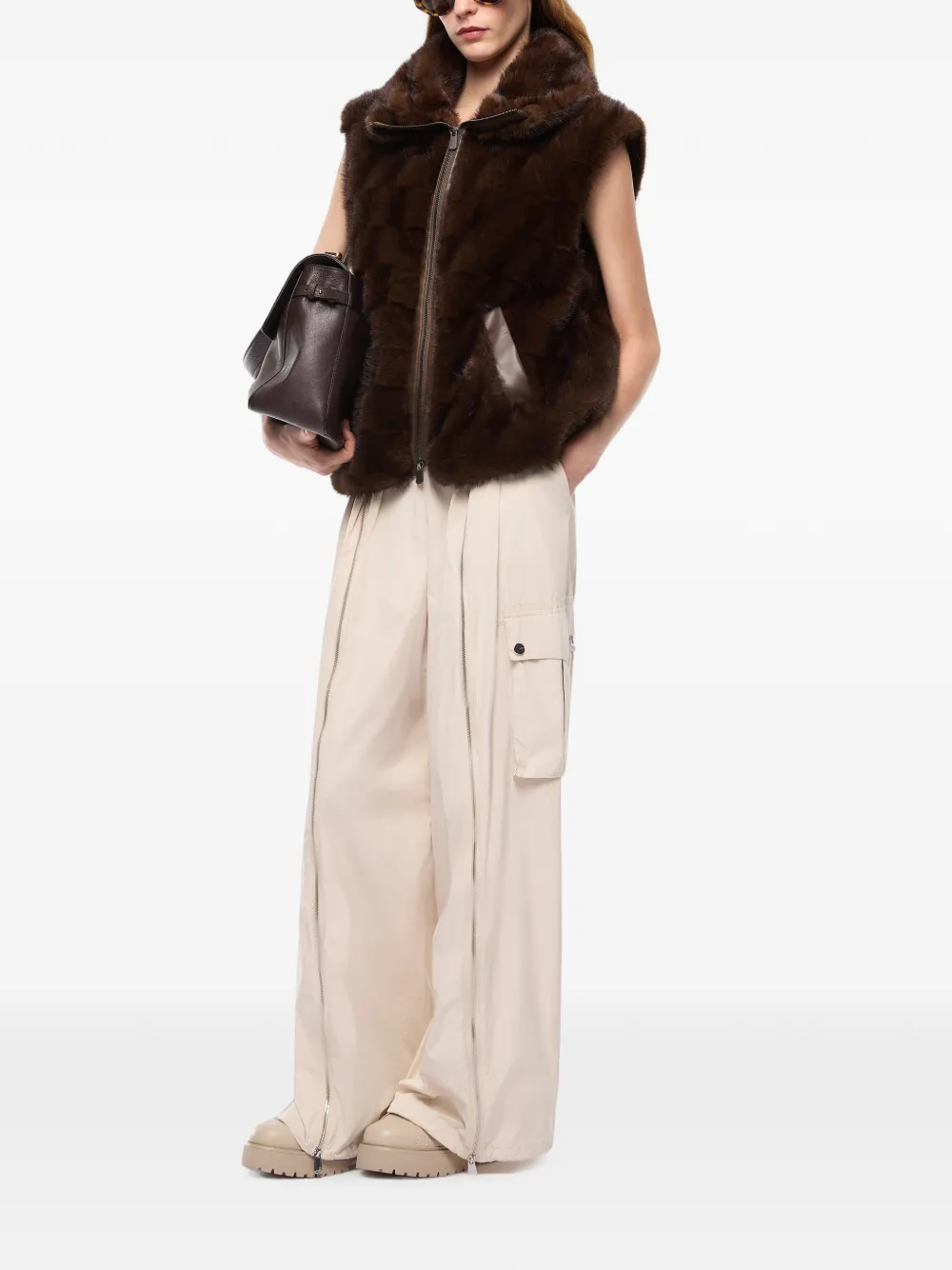 PINKO Bodywarmer van imitatiebont Bruin