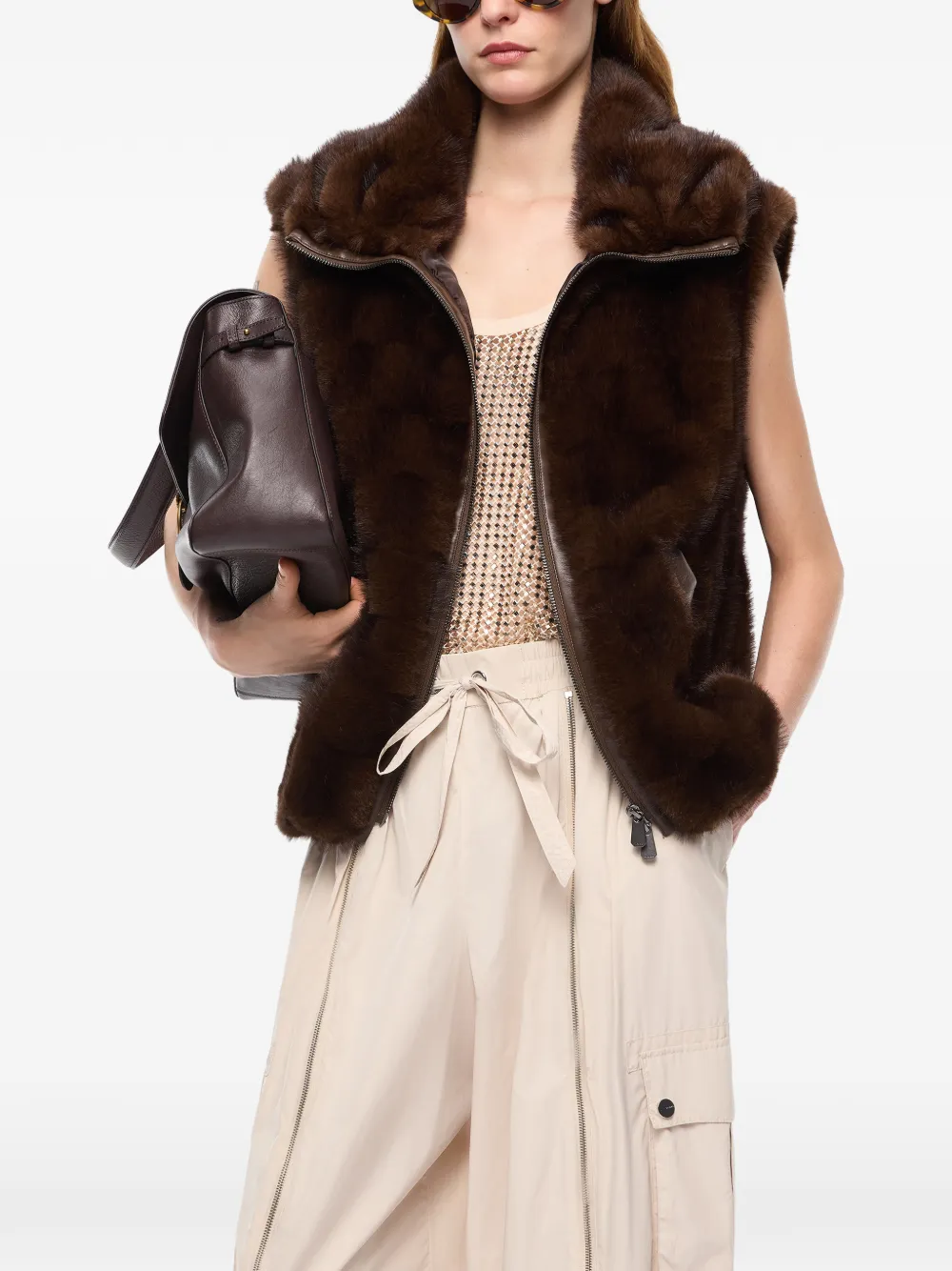 PINKO Bodywarmer van imitatiebont Bruin