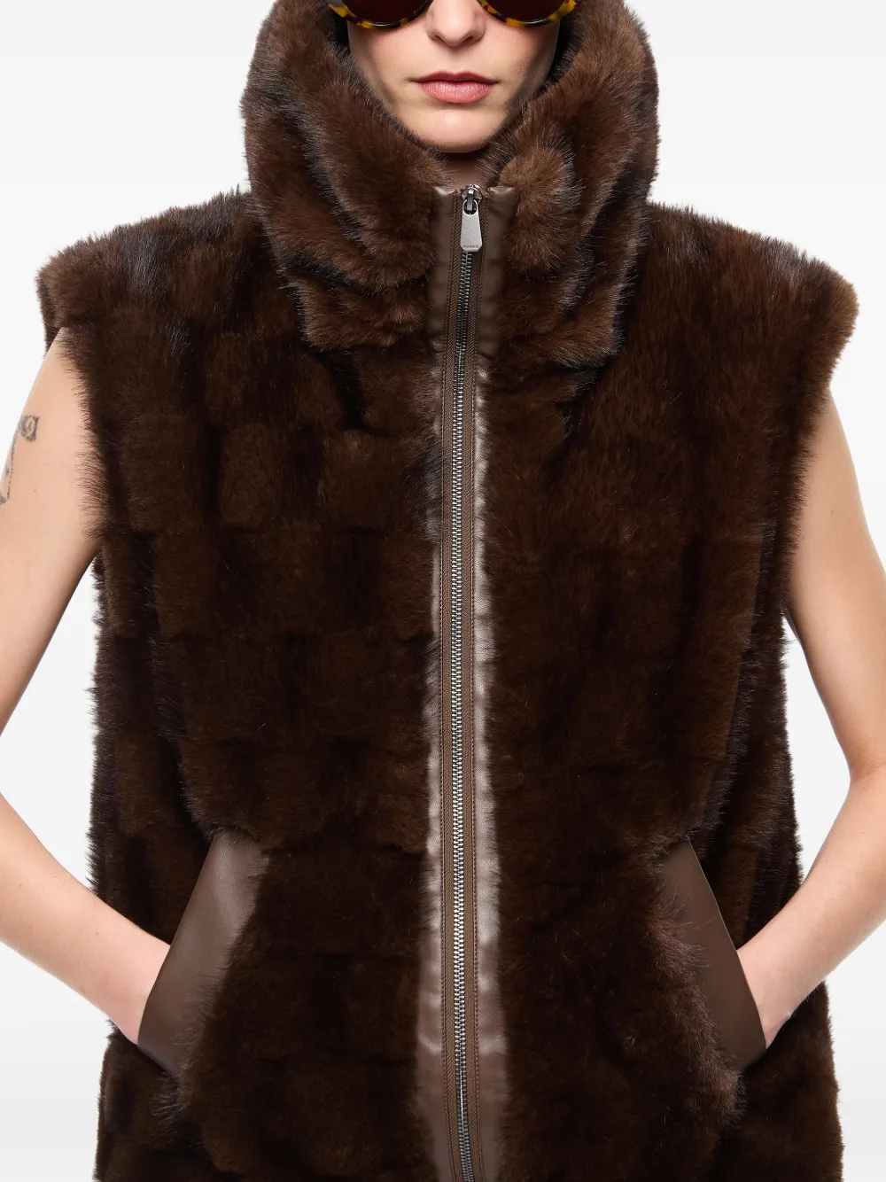 PINKO Bodywarmer van imitatiebont Bruin