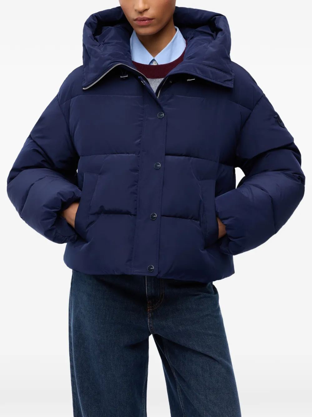 PINKO Gewatteerd jack met capuchon Blauw