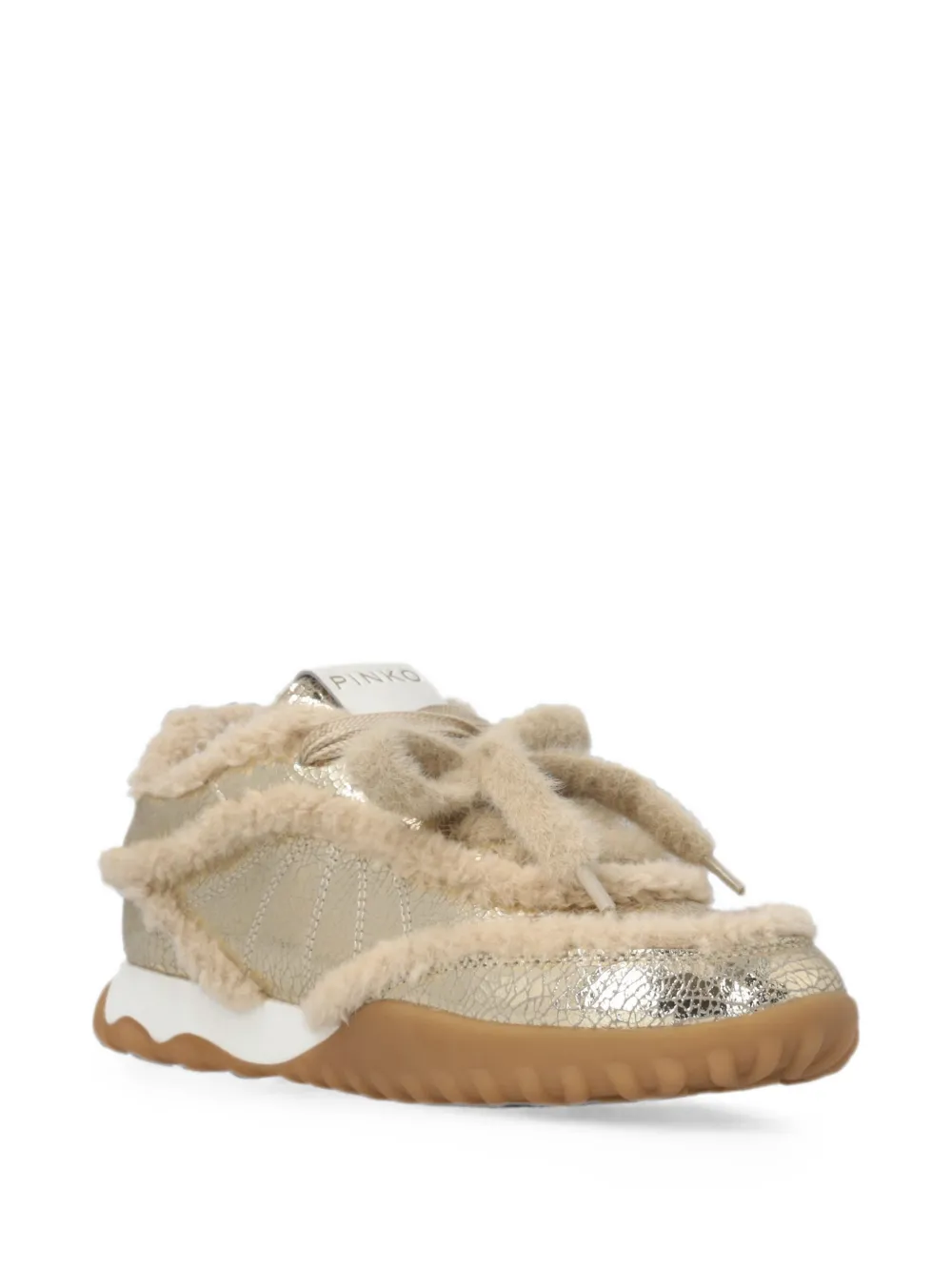 PINKO Sneakers met lammy afwerking en gebarsten effect Goud