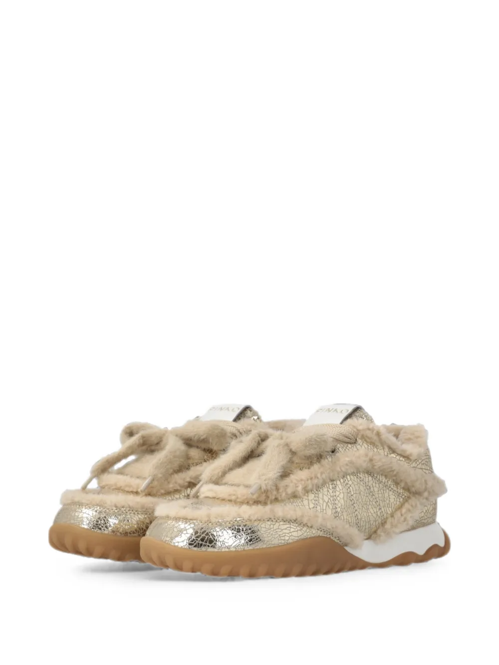 PINKO Sneakers met lammy afwerking en gebarsten effect Goud