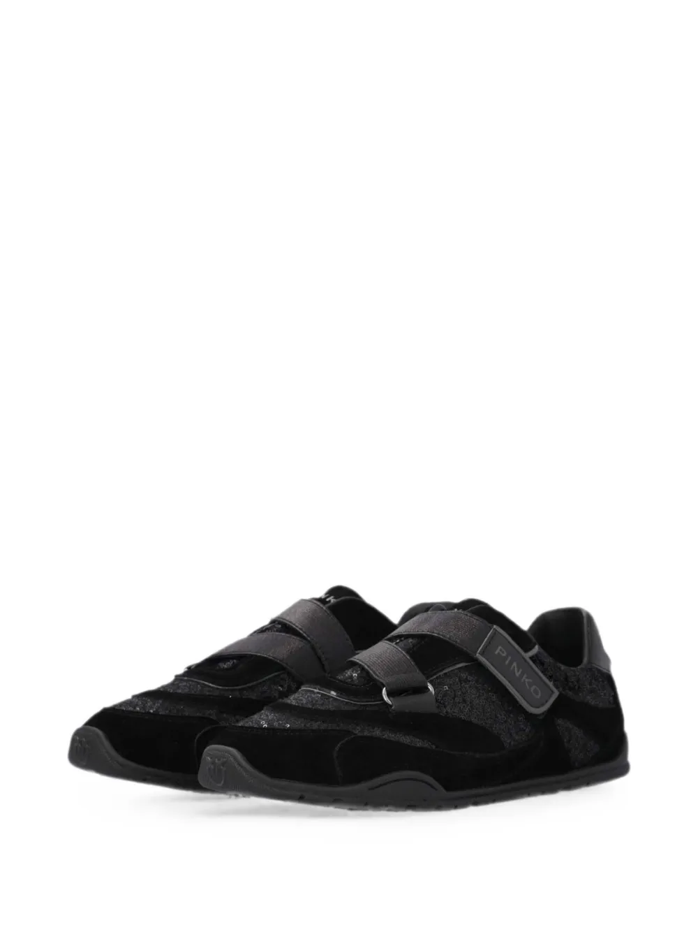 PINKO sequin-embellished touch-strap sneakers Zwart