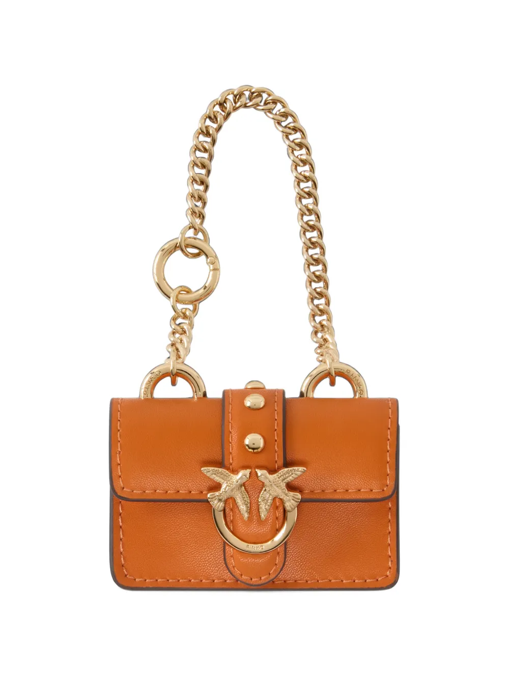 PINKO nano Love Birds leather bag accessory Oranje