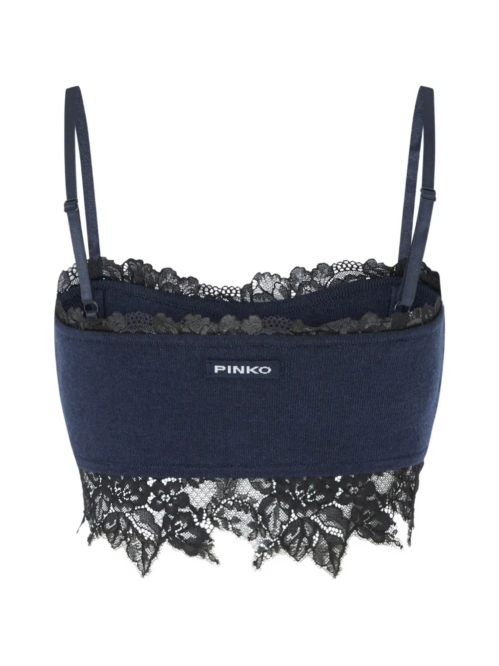 PINKO lace-trim knitted top Blauw