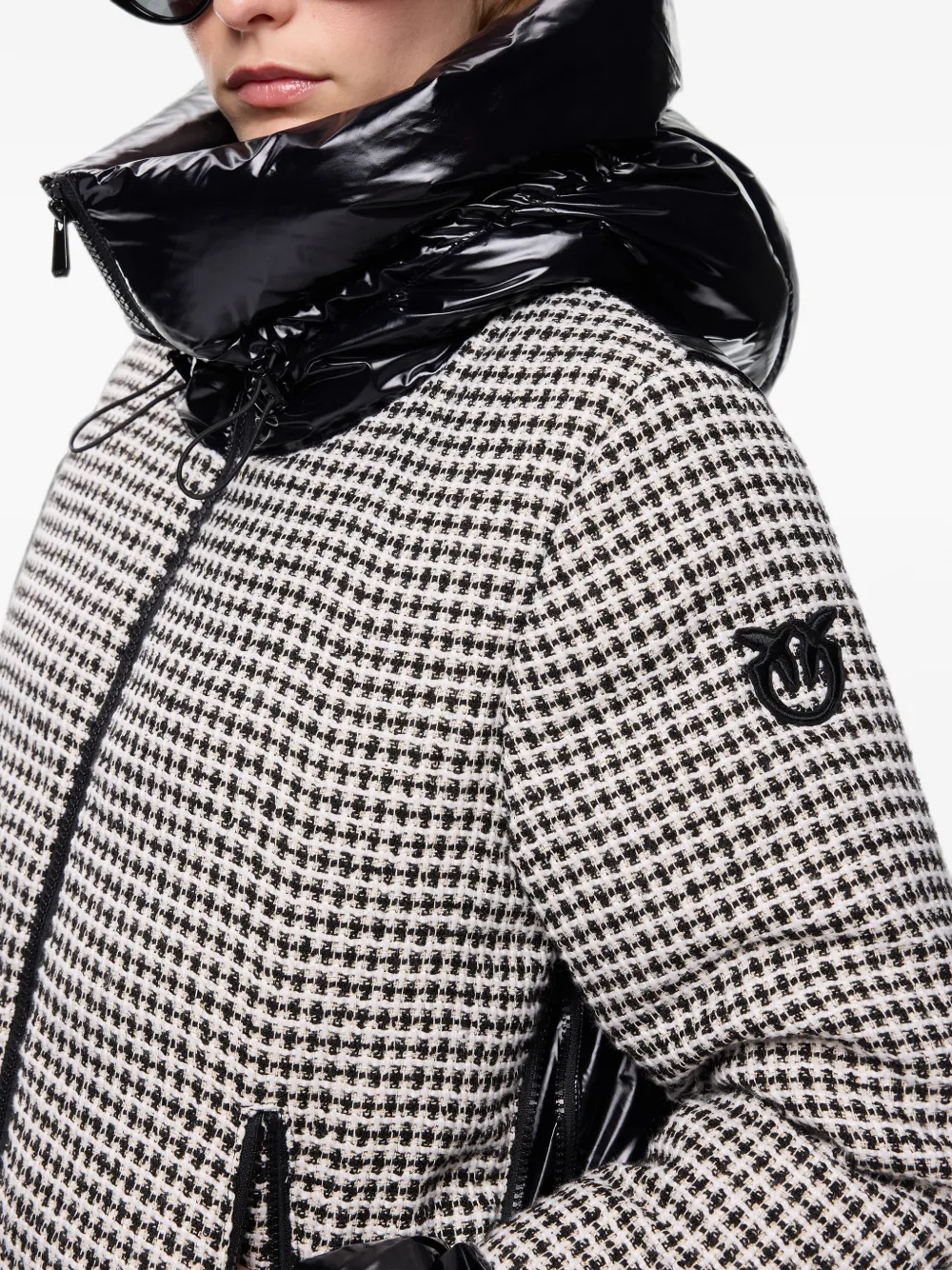 PINKO Tweed en nylon donsjack Zwart