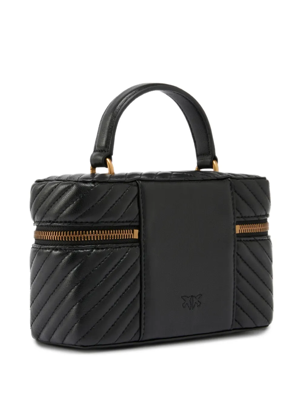 PINKO Kleine make-up tas met chevron nappa schouderband Zwart