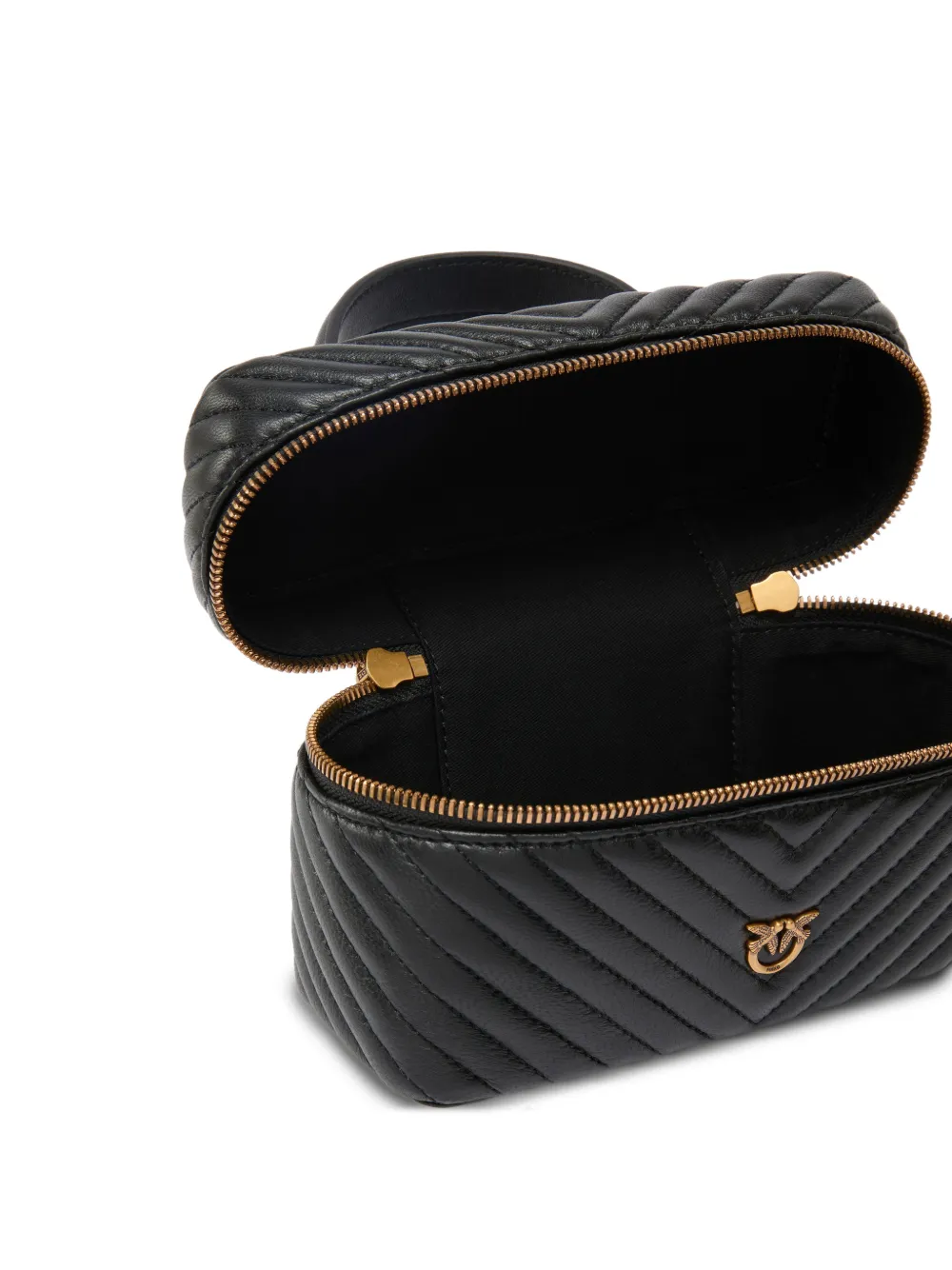 PINKO Kleine make-up tas met chevron nappa schouderband Zwart