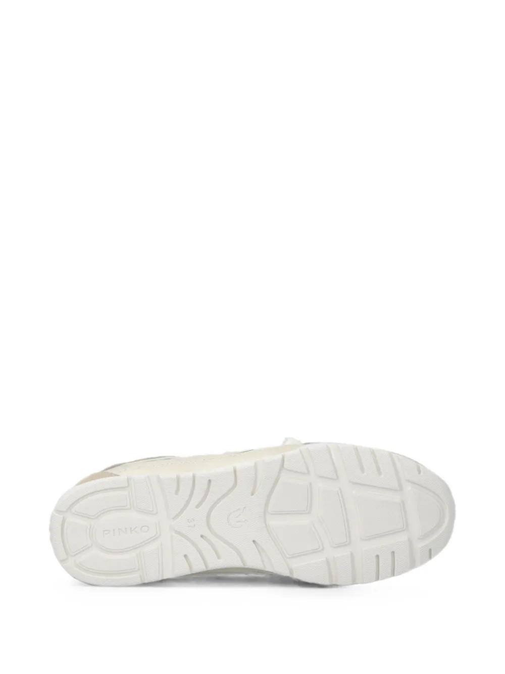 PINKO panelled shearling-trim sneakers Beige