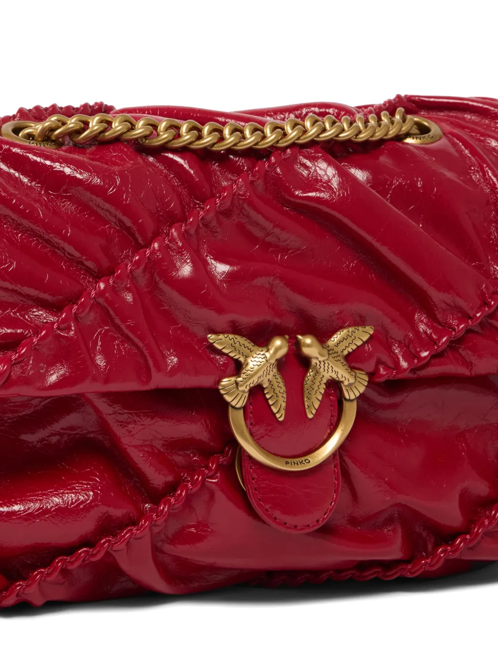 PINKO Love Bird schoudertas met ruches Rood