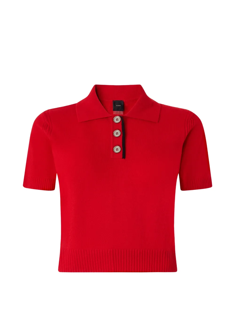 PINKO wool and cashmere cropped polo shirt - Rosso