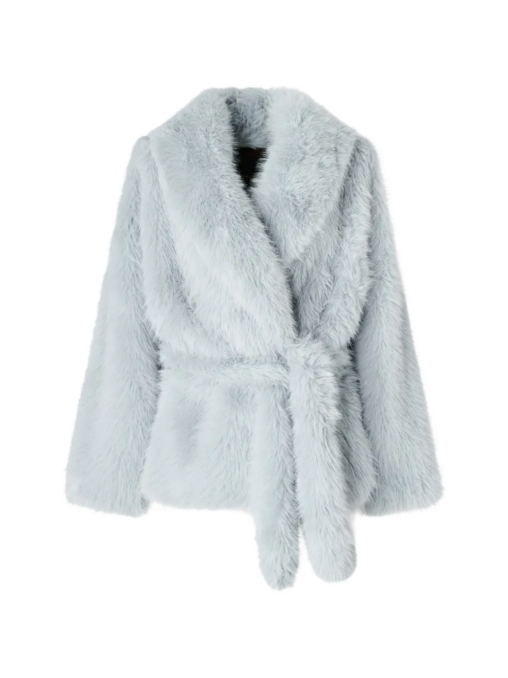 PINKO Giacca in pelliccia sintetica con cintura - Blu
