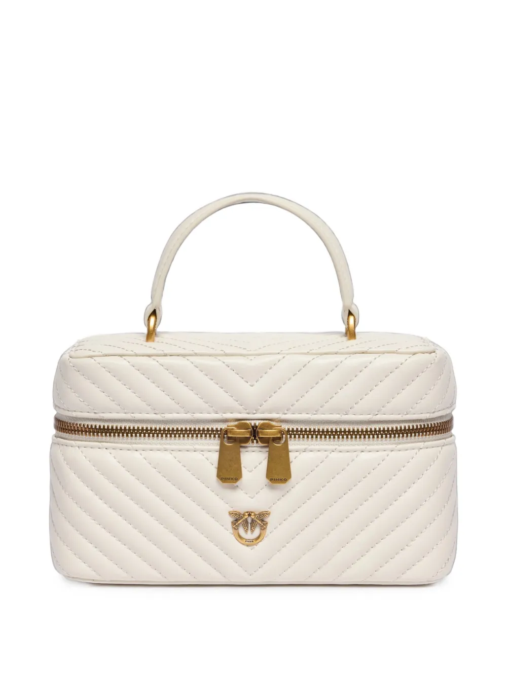PINKO small beauty case with shoulder strap chevron-nappa - Bianco