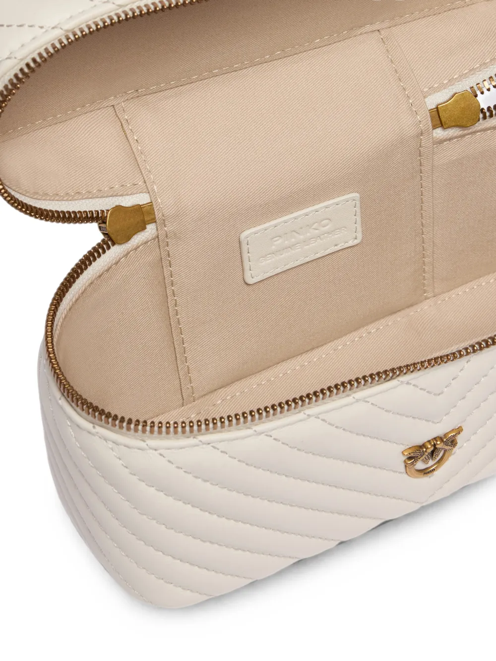 PINKO Kleine make-up tas met chevron nappa schouderband Wit