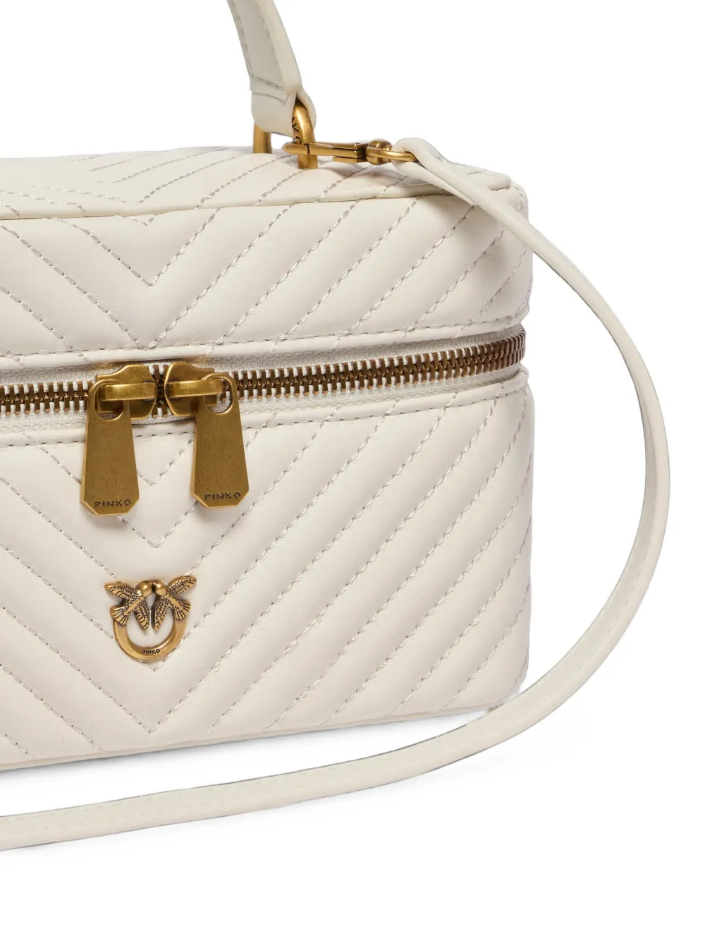 PINKO Kleine make-up tas met chevron nappa schouderband Wit