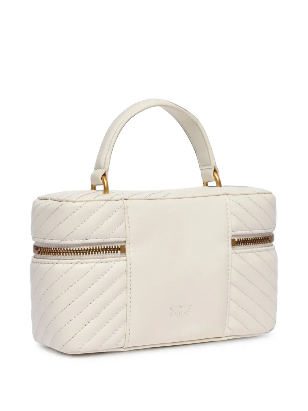 PINKO Kleine make-up tas met chevron nappa schouderband Wit