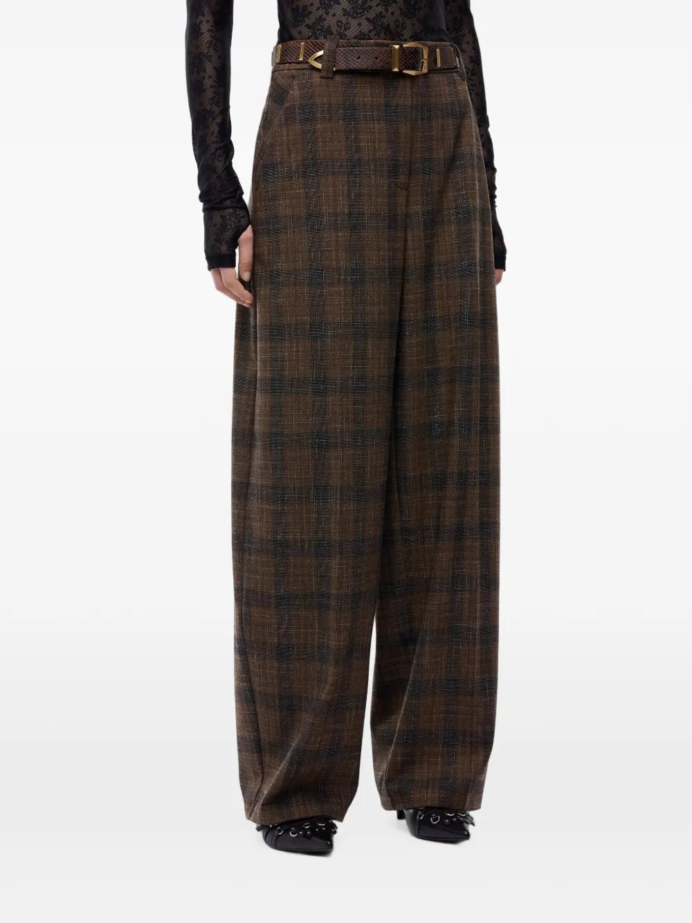 PINKO check-pattern wide-leg trousers Bruin