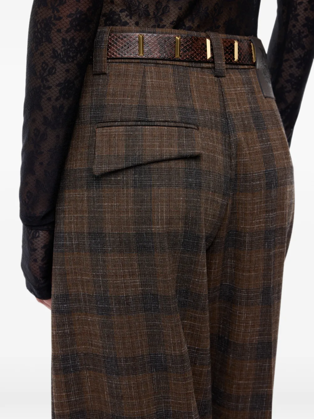 PINKO check-pattern wide-leg trousers Bruin