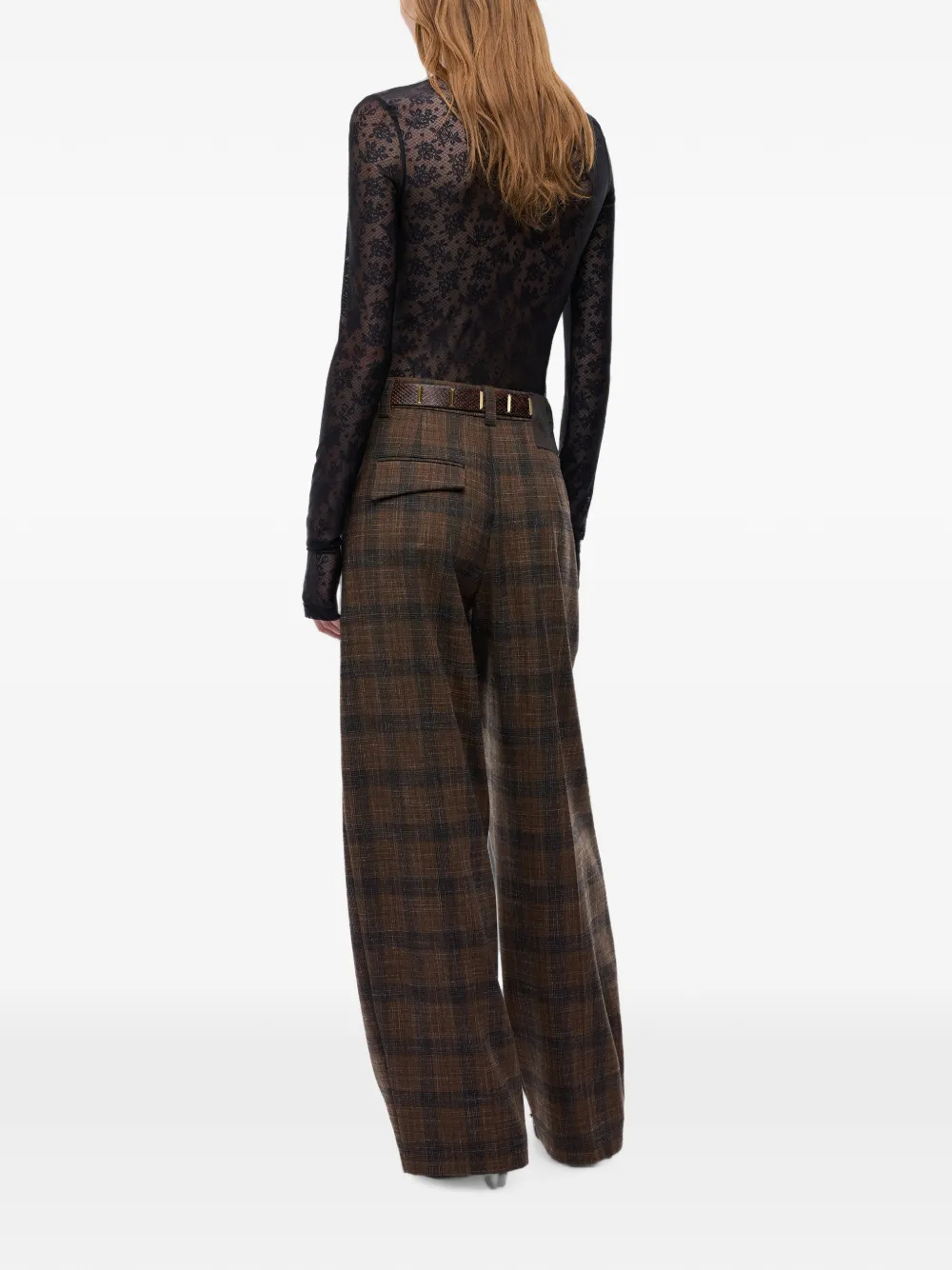 PINKO check-pattern wide-leg trousers Bruin