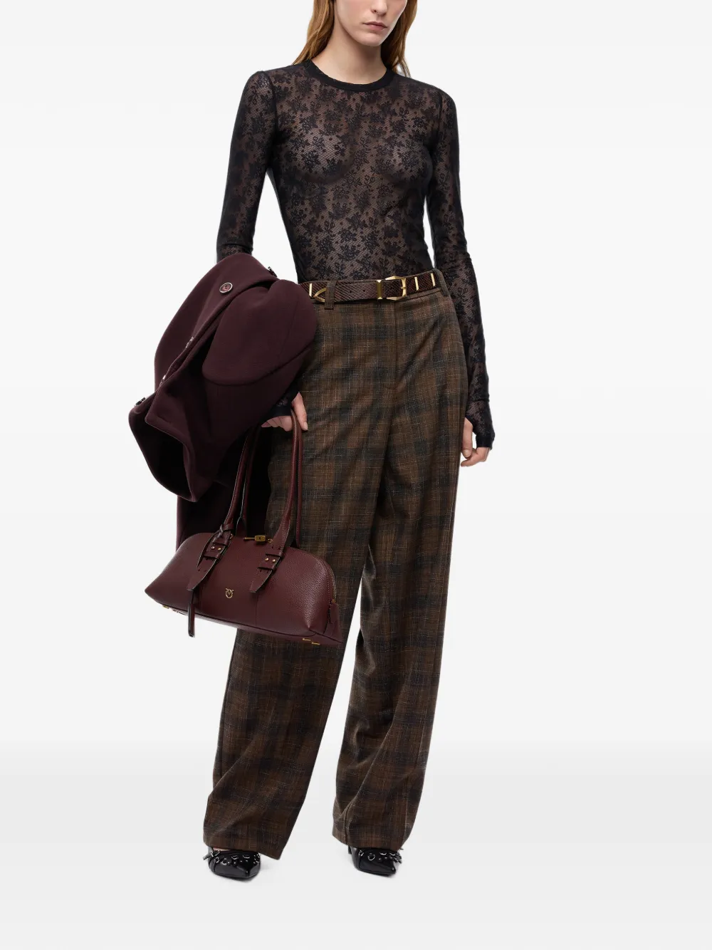PINKO check-pattern wide-leg trousers Bruin