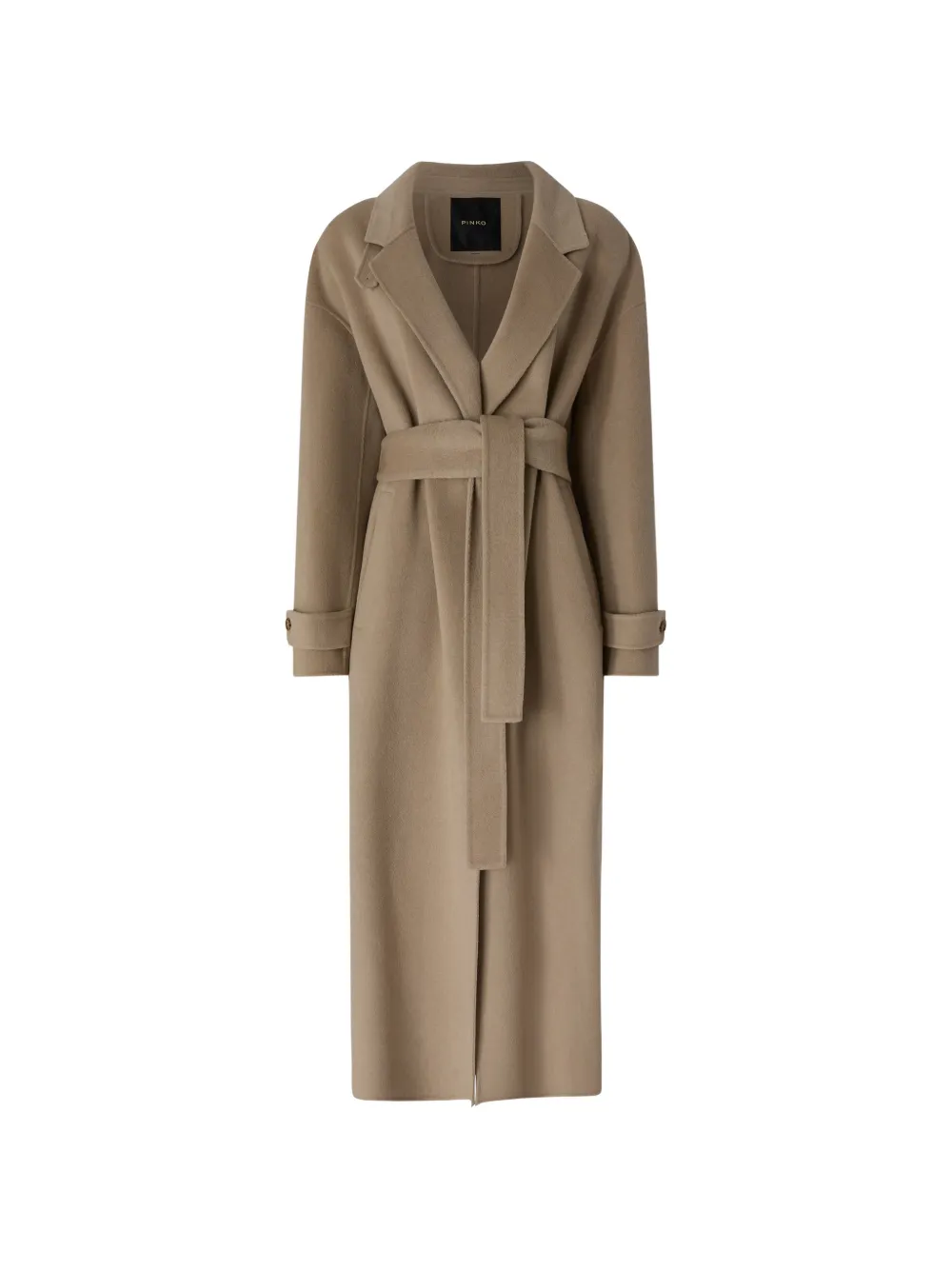 PINKO coat in double-layered wool-blend cloth with belt - Toni neutri