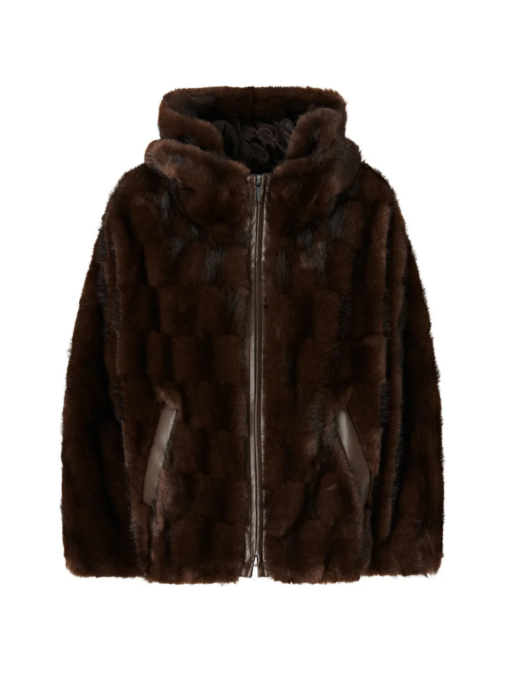 PINKO faux-fur hooded coat - Marrone