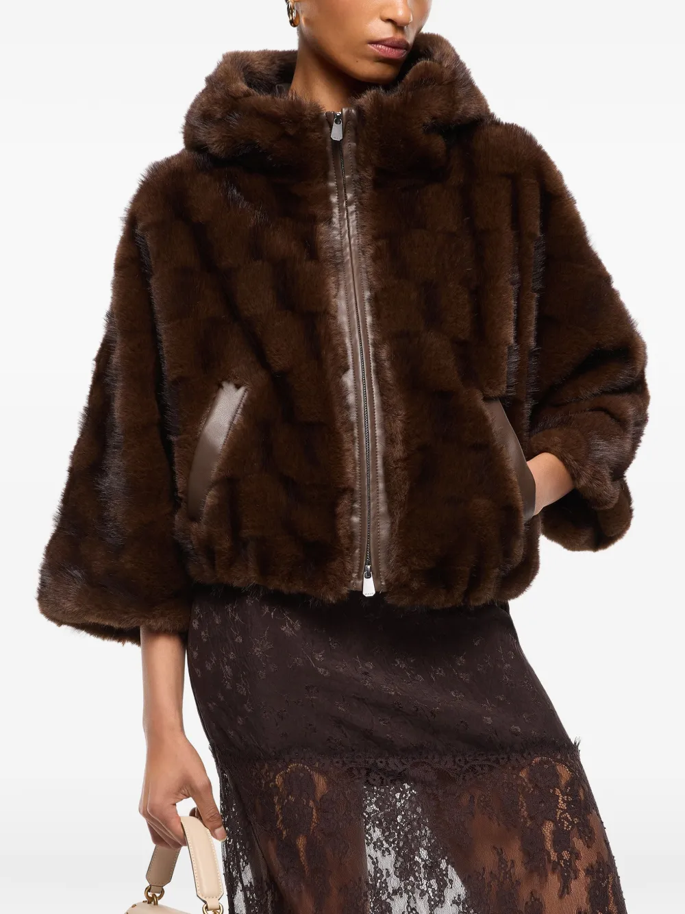 PINKO Jas van imitatiebont Bruin