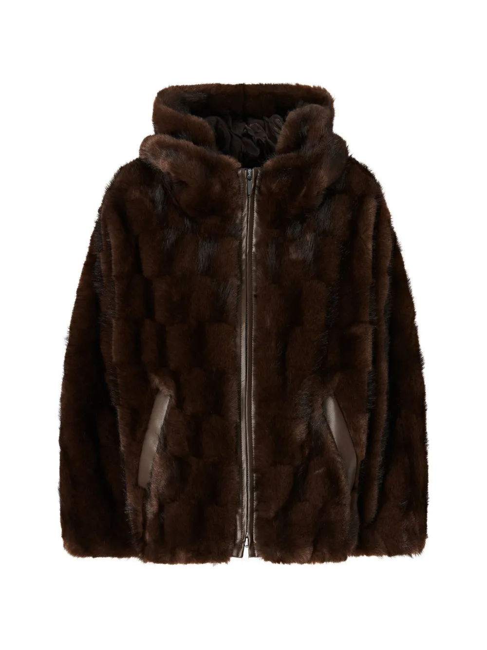 PINKO faux-fur hooded coat - Marrone