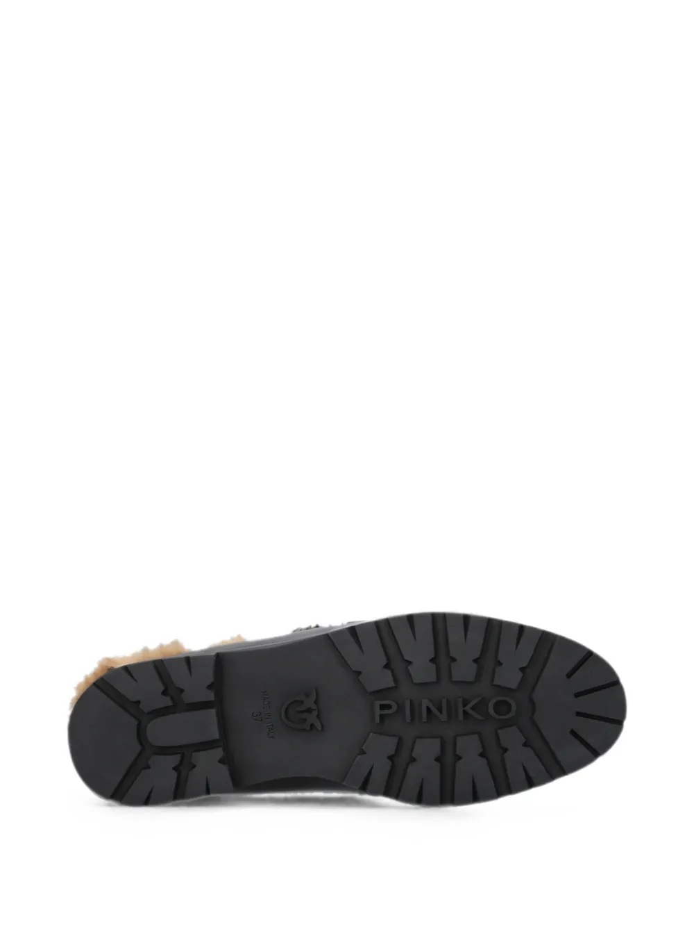 PINKO shearling-lined leather mules Zwart