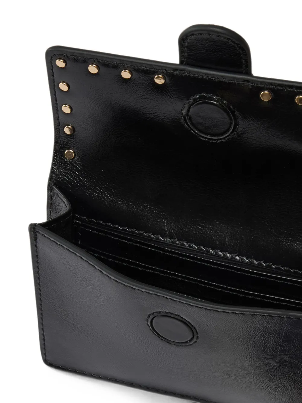 PINKO Love Birds leren mini-tas met studs Zwart