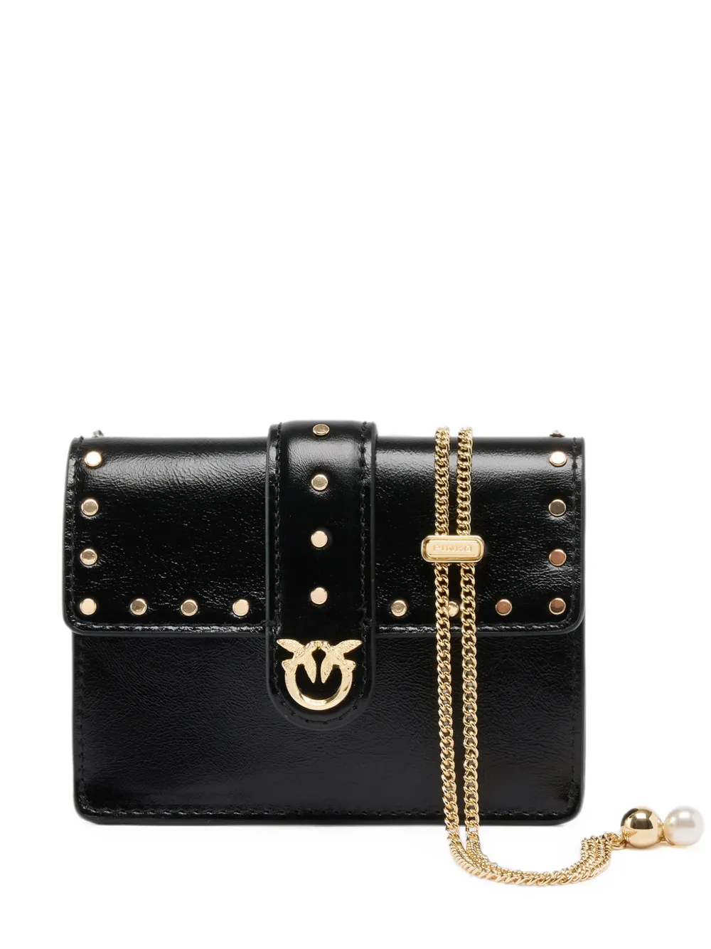 PINKO Love Birds studded leather mini bag · OS