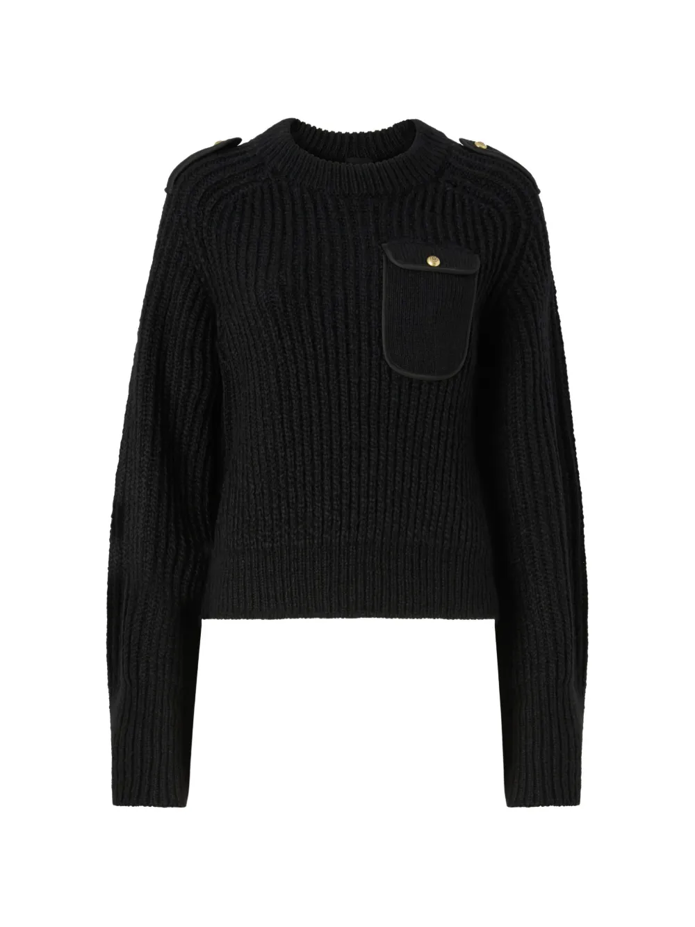 PINKO Gerippter Pullover mit Schulterklappen - Schwarz