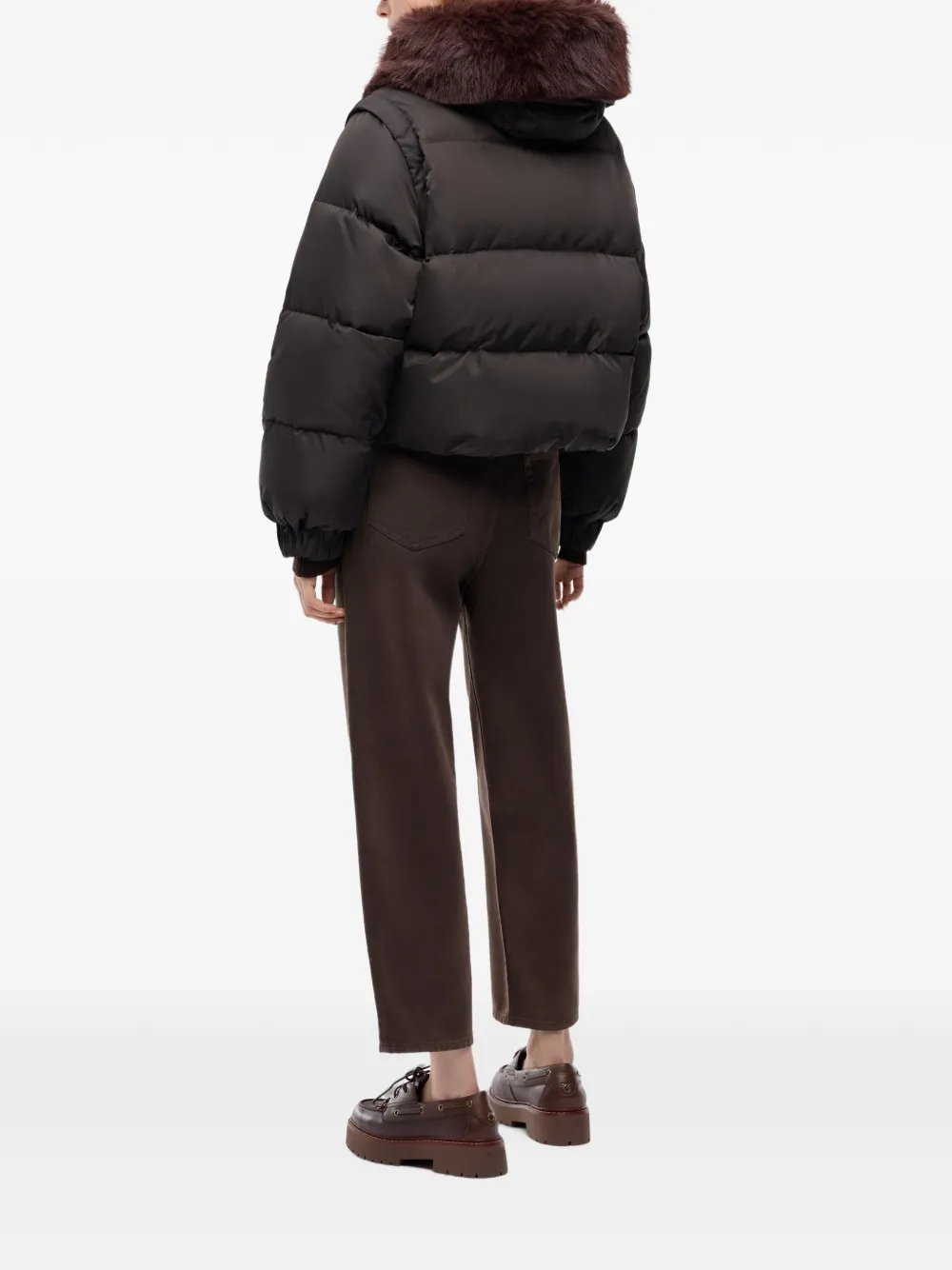 PINKO Donsjack met imitatiebont Bruin