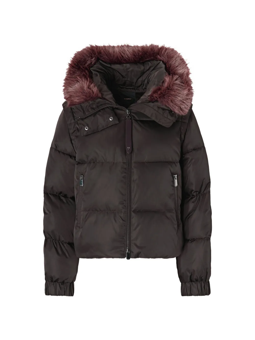 PINKO Donsjack met imitatiebont Bruin