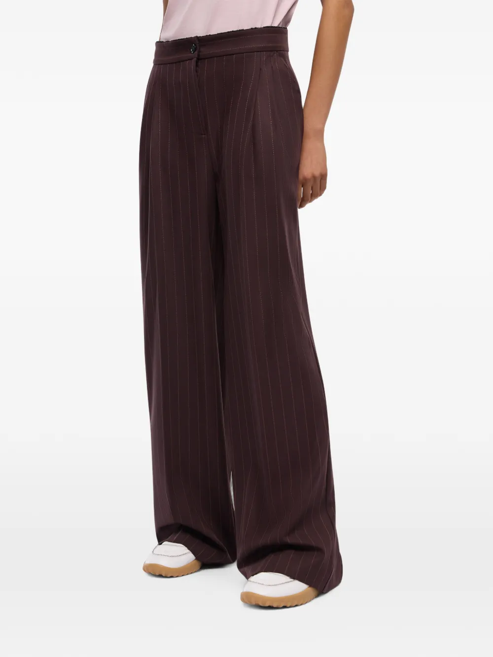 PINKO Broek met krijtstreep en kanten afwerking Rood