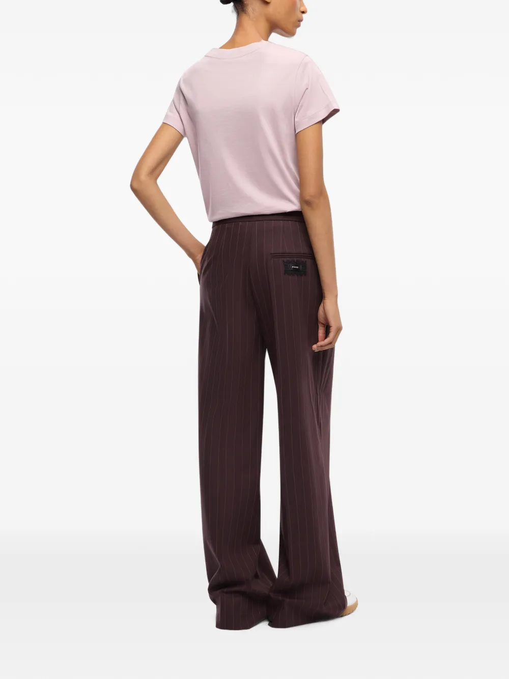 PINKO Broek met krijtstreep en kanten afwerking Rood