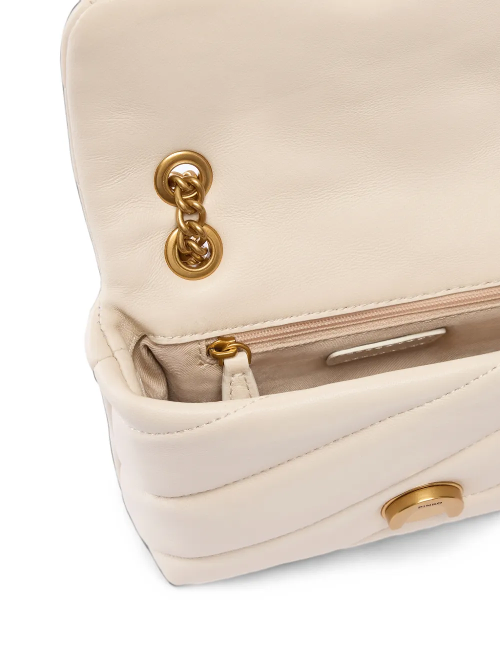 PINKO Baby Love Puff maxi gewatteerde schoudertas met gesp Beige