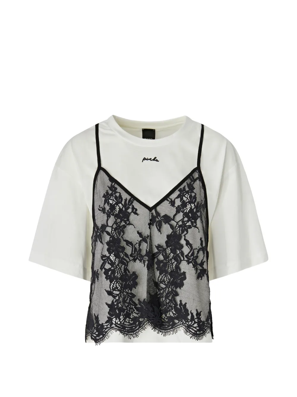 PINKO T-shirt con ricamo - Bianco