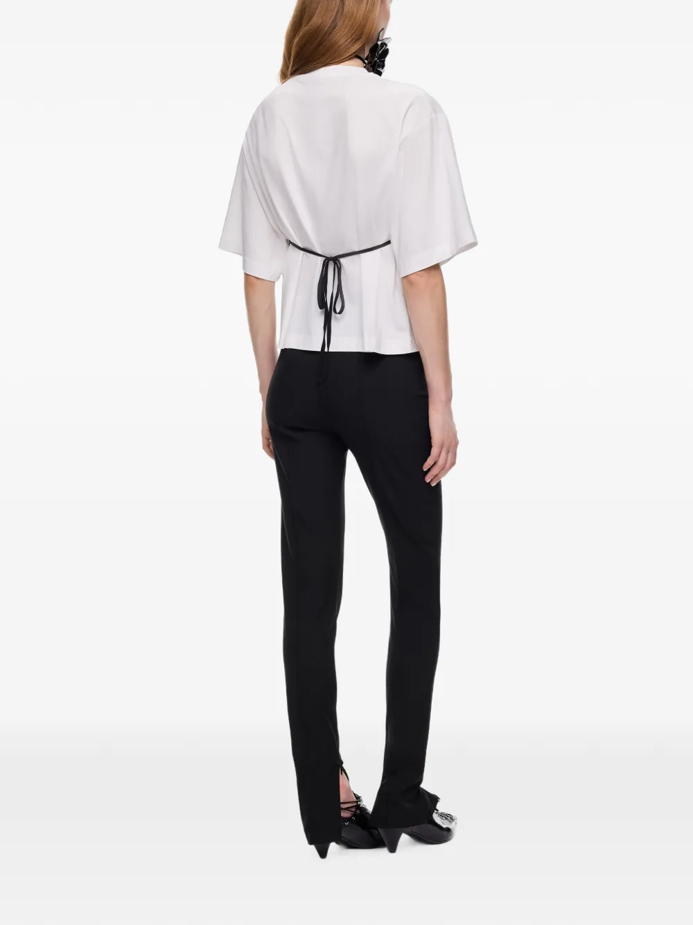 PINKO T-shirt met geborduurd logo en kanten laag Wit